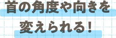 首の角度や向きを変えられる！